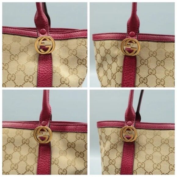 100% Authentic GUCCI GG Brown Cloth Tote 588-060224 - Picture 9 of 12